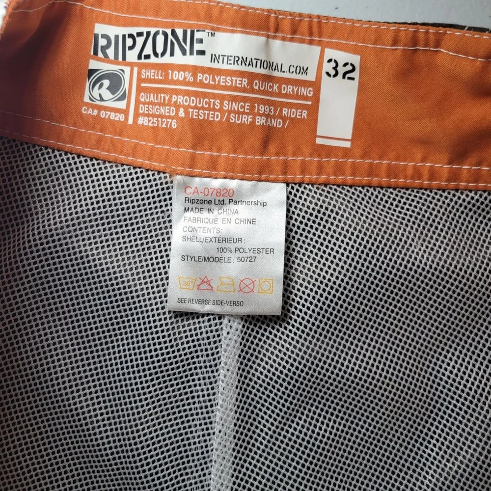 Ripzone Board Shorts Mens 32 White Brown Plaid Swim Trunks Surf Style 50727